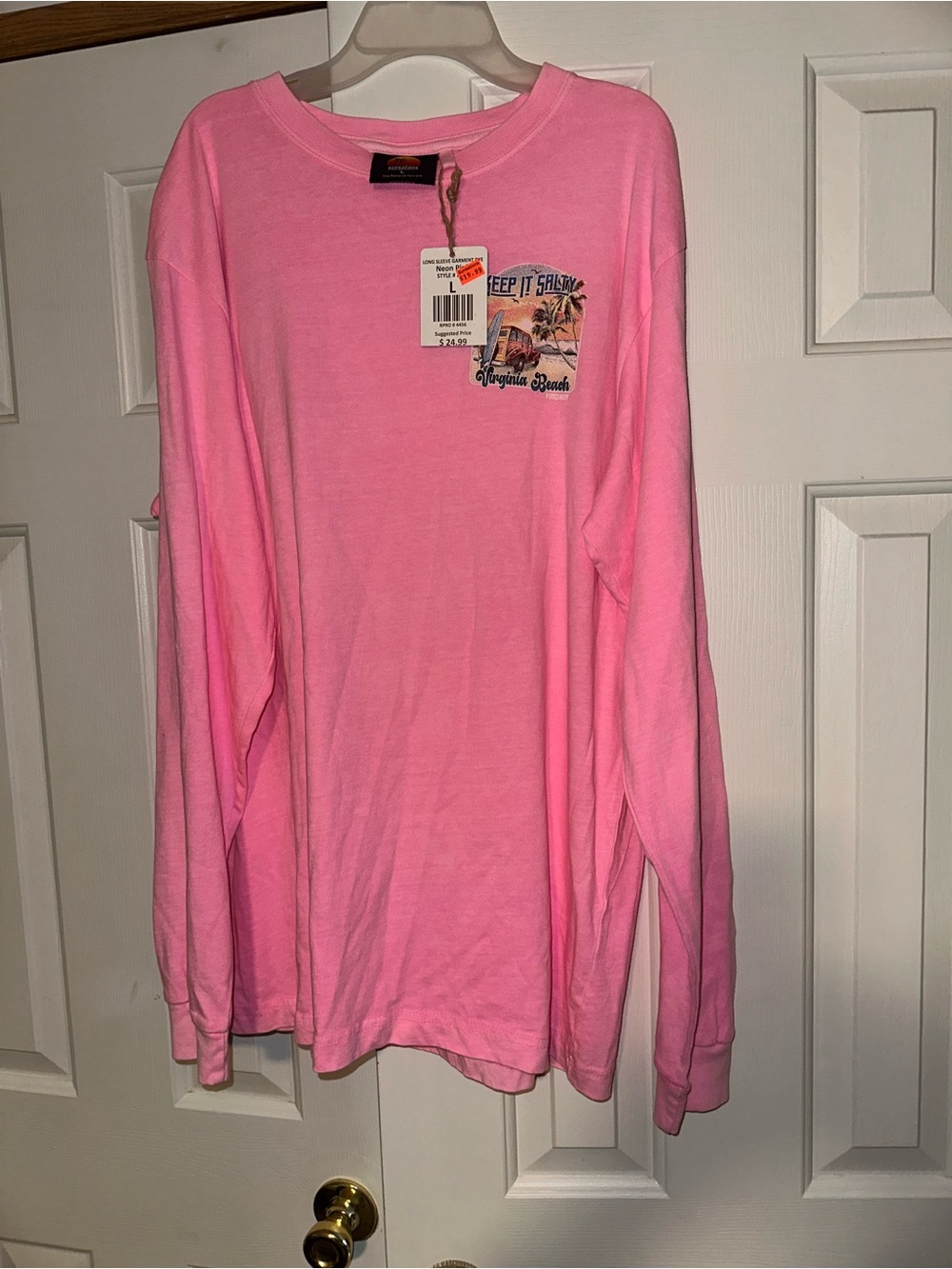 Women’s Long Sleeve Pink Beach Graphic Tee
